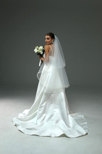 Two-Tier Blusher Veil with Horsehair Trim