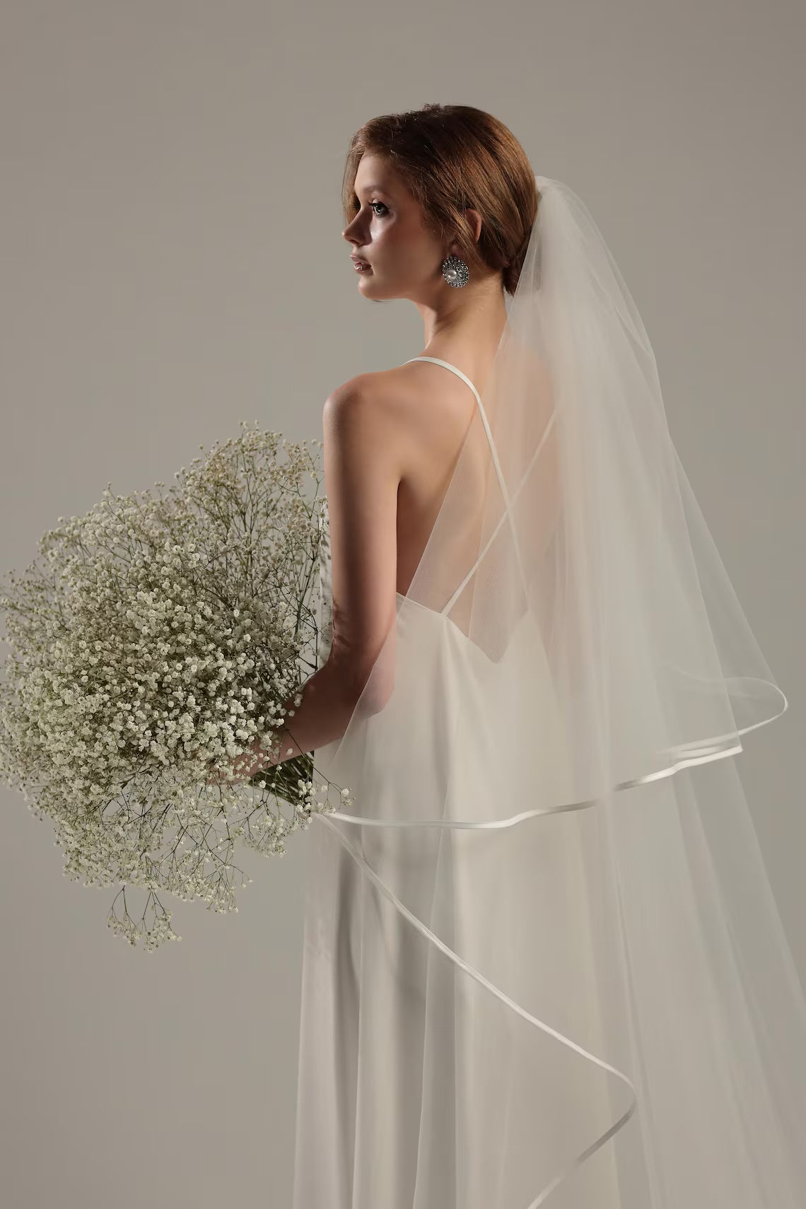 Satin Ribbon Edge Bridal Veil