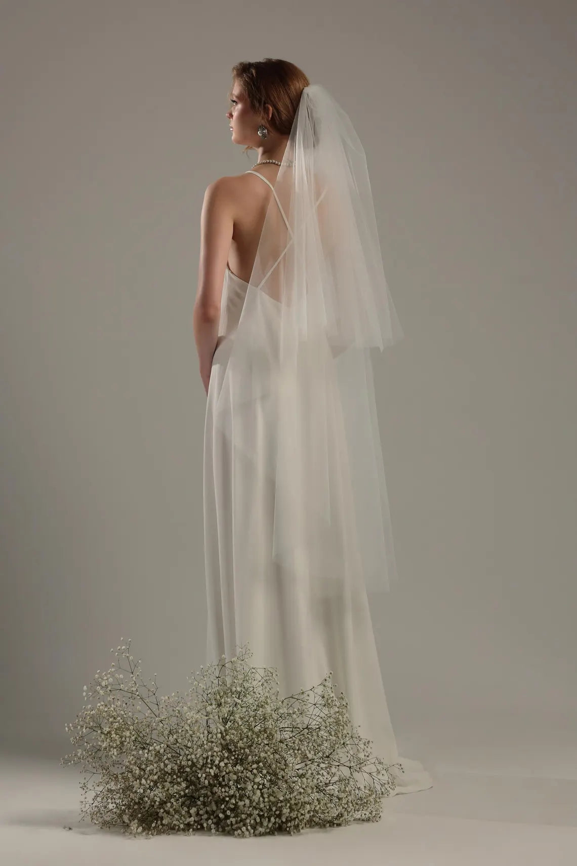 Double Tier Soft Wedding Veil with Blusher