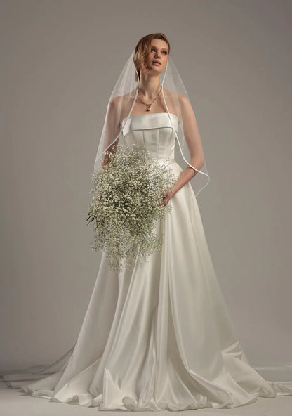 Single Layer Satin Edge Veil