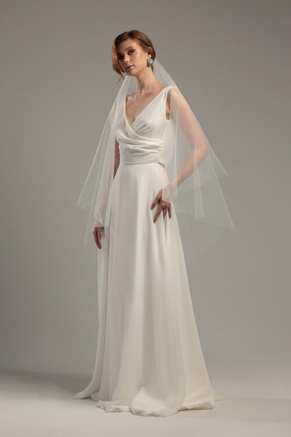 Two-Tier Simple Tulle Veil with Blusher