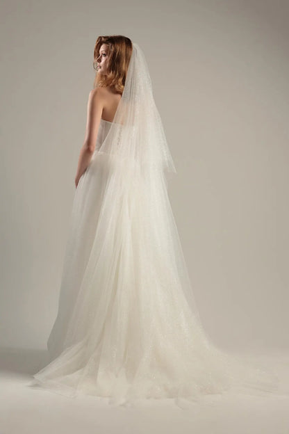 Two-Tier Sparkle Wedding Veil with Blusher
