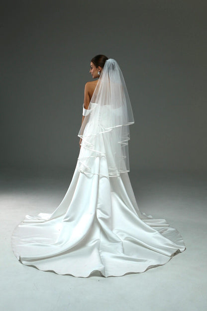Satin Ribbon Veil with Edging