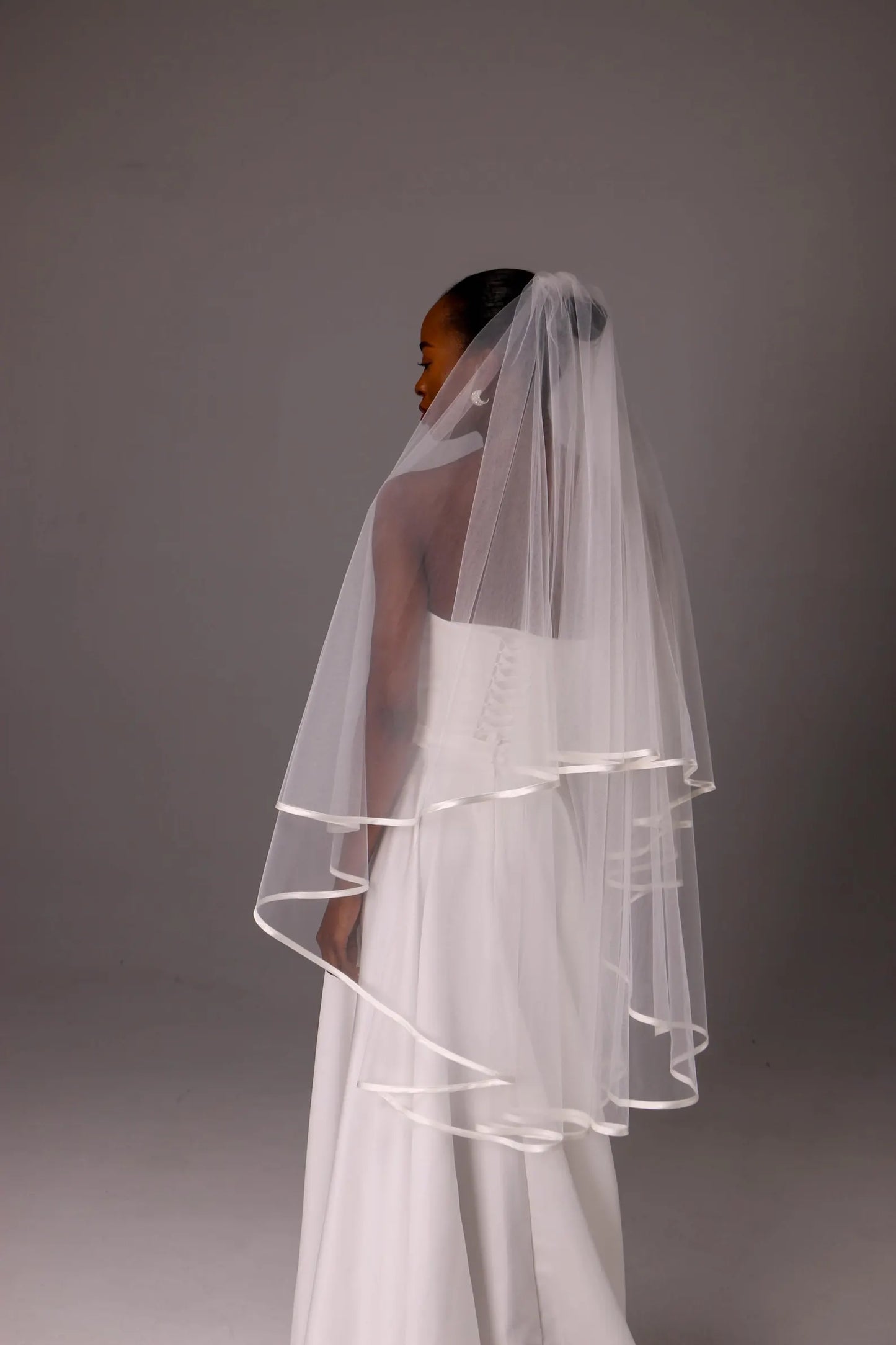 Double-Layer Satin Ribbon Bridal Veil