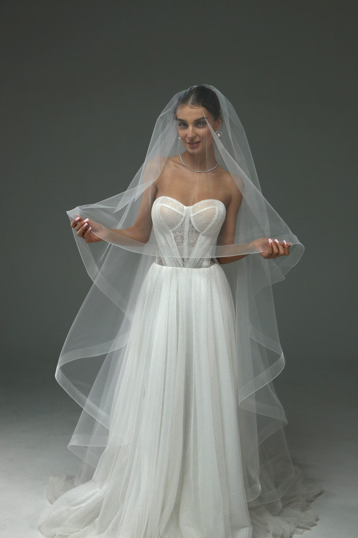 Soft Horsehair Trim Veil with Blusher