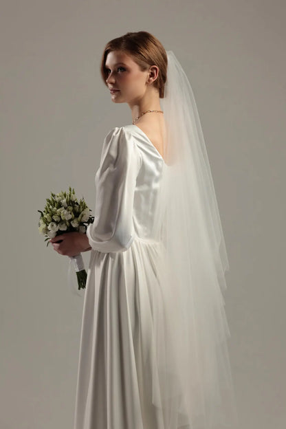 Two-Tier Cut Edge Veil with Blusher