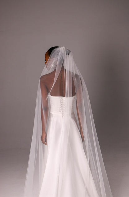 One-Layer Pearl Edge Bridal Veil