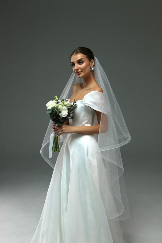 Two-Tier Horsehair Trim Veil with Blusher