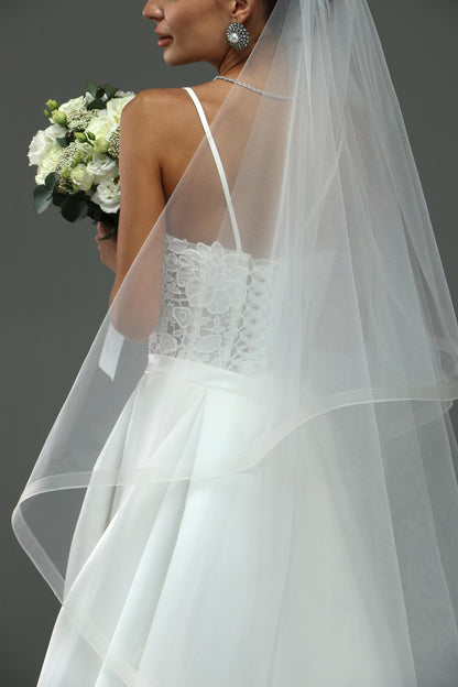 Two-Tier Blusher Veil with Horsehair Trim