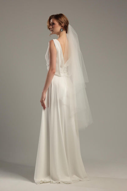 Two-Tier Simple Tulle Veil with Blusher