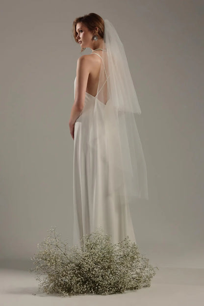 Double Tier Soft Wedding Veil with Blusher