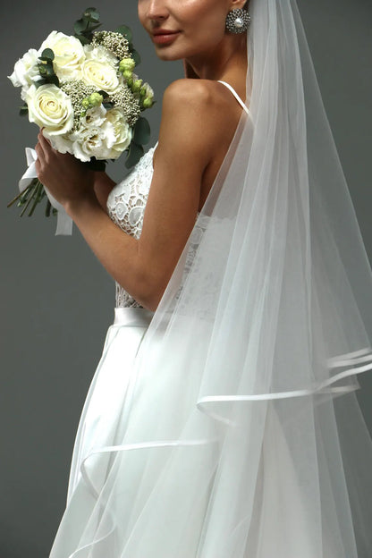 Satin Trim Veil with Blusher