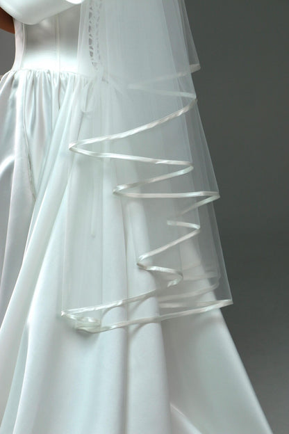 Satin Ribbon Veil with Edging