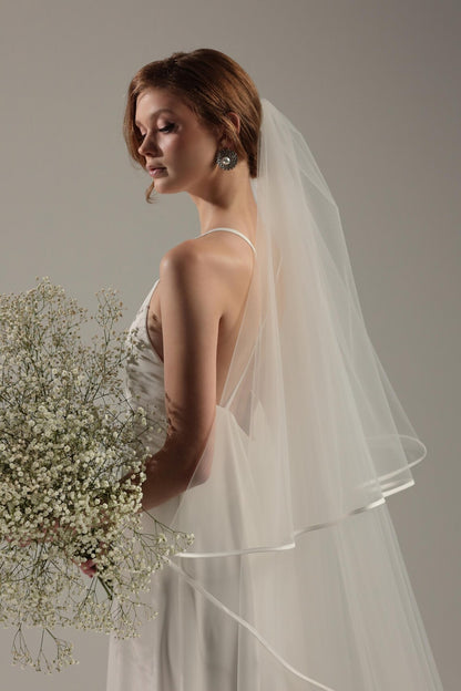 Satin Ribbon Edge Bridal Veil
