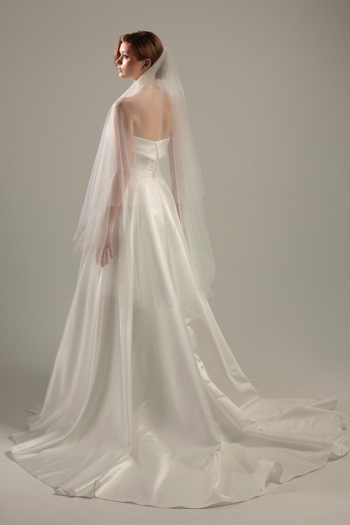 Floor Wedding Veil with Blusher