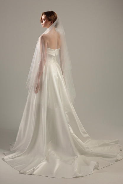 Floor Wedding Veil with Blusher