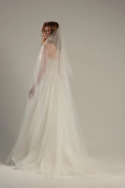 Two-Tier Sparkle Wedding Veil with Blusher