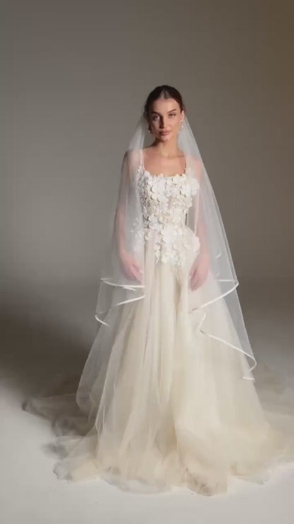 Two-Tier Satin Edge Veil