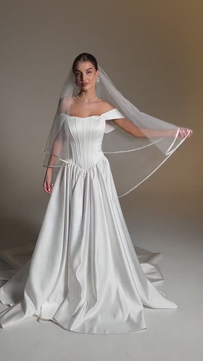Satin Ribbon Veil with Edging