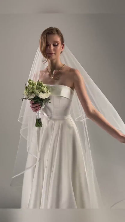 Two-Tier Satin Trim Veil