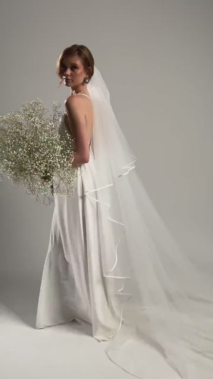 Satin Ribbon Edge Bridal Veil