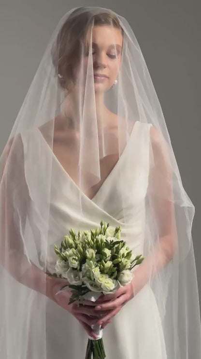 Two-Tier Simple Tulle Veil with Blusher
