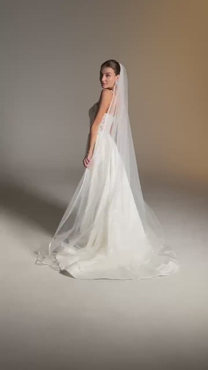 Elegant Satin Edge Wedding Veil