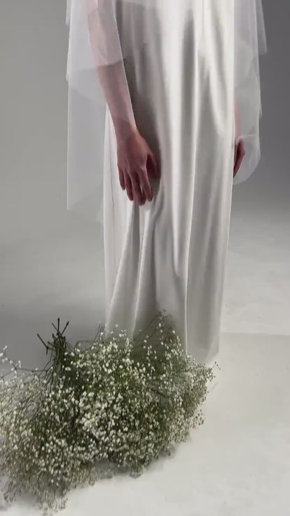 Double Tier Soft Wedding Veil with Blusher