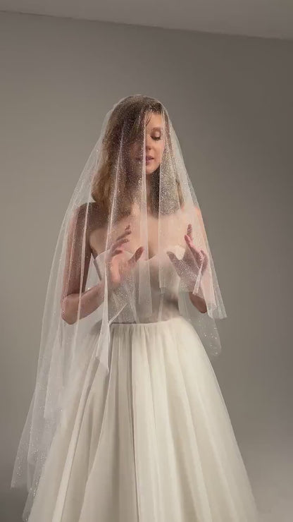 Two-Tier Sparkle Wedding Veil with Blusher